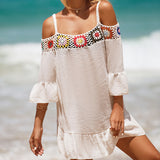 Floral Enchantment Backless Mini Beach Dress