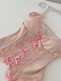 Pink Bow Lace Fairycore Aesthetic Corset Dress