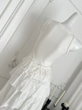 Stylish White Ruffled Asymmetric Dress