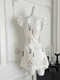 Adorable White Floral Embroidered Off Shoulder Dress