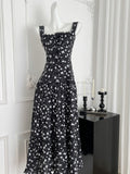 Floral Print & Ruffled Layers Elegant Strappy Dress