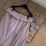 Rose Appliqués Flowy Silhouette Lilac Strapless Dress