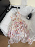 Ruffled Layers Floral Print Asymmetrical Dress