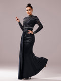 High Neck Black Trumpet Mermaid Beading Prom Dress