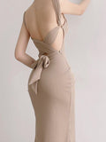 Tie Back Black Tank Long Bodycon Dress