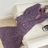 Vintage-Inspired Dusty Purple Lace Maxi Dress