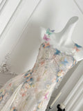 Butterfly Floral Print Spaghetti Strap Mini Dress