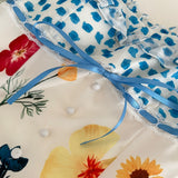 Blue Ruffle Top Floral Printed Dress