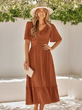 Flutter Sleeves V-Neck Cream Dress