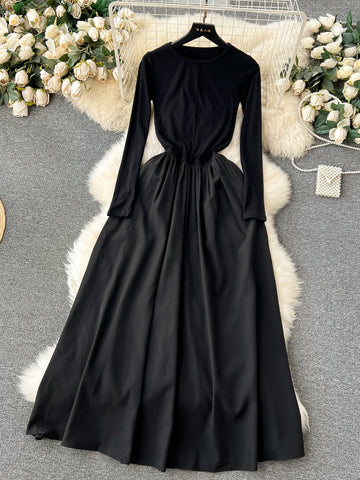 Classic Black Long Sleeve Maxi Dress