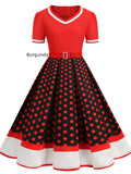 Polka Dot 1950s Style Short Sleeves Rockabilly Vintage Dress