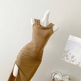 Dune Phantom Wasteland Style Swing Collar Slit Hip Long Dress