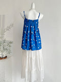 Spaghetti Strap Top Floral Ruffled White Maxi Skirt