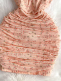 Delicate Straps Starry Blush Ruched Mini Dress