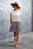 contrast stitching big swing dress