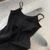 Spaghetti Straps Hollow Butterfly Red Bodycon Dres