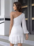 One-Shoulder White Mini Dress