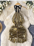 Golden Gala Metallic Bubble Party Dres