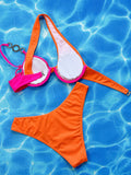 solid color sexy bikini ladies split swimsuit steel bikini