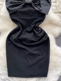 Dazzling Black Jewel Neckline Party Dress