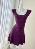 Fashionable Purple Skater Mini Dress