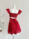 Polka Dot Red Off Shoulder Mini Dress