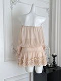Romantic Off Shoulder Blush Pink Chiffon Dress