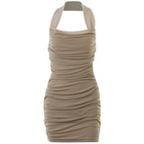 Black Ruched Mesh Bodycon Dress
