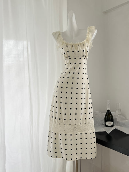 Romantic Lace Polka Dot Long Dress