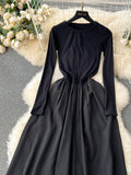Classic Black Long Sleeve Maxi Dress