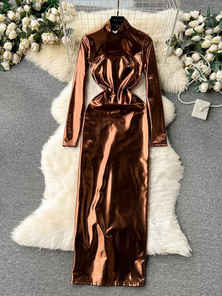 Copper Shine Maxi Dress