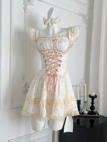 Floral Print Sweet Corset Princess Mini Dress