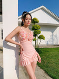 Ruffles Mini Spaghetti Strap Floral Swim dress