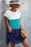 contrast stitching big swing dress