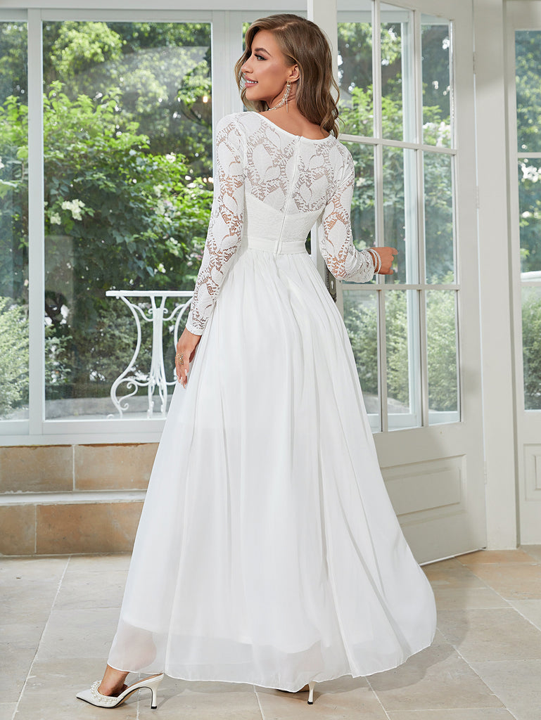 Contrast Lace Chiffon Wedding Dress Ncocon