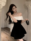 Chic Elegance Monochrome Off-Shoulder Dress