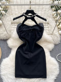 Dazzling Black Jewel Neckline Party Dress