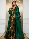 Empress Elegance Sequined Satin Prom Dress