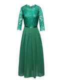 A Line Half Sleeve Green Lace  Maix Party Dress