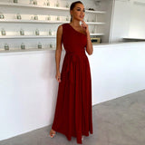 Chiffon Blush One-Shoulder Dress