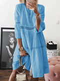 White Lace Long Sleeve Hollow Maxi Dress
