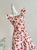 Romantic Off Shoulder Ruffled Floral Mini Dress