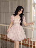 Pearl Accents Blush Rose Garden Party Dress
