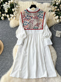 Elegant Floral Embroidered Vest White Dress Set