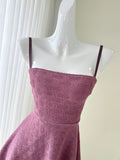 Stunning Mauve Textured Beige Mini Dress