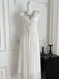 Crystal Embellishments White Sleeveless Maxi Dress