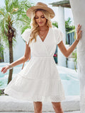 Breezy White Casual Lace Day Dress