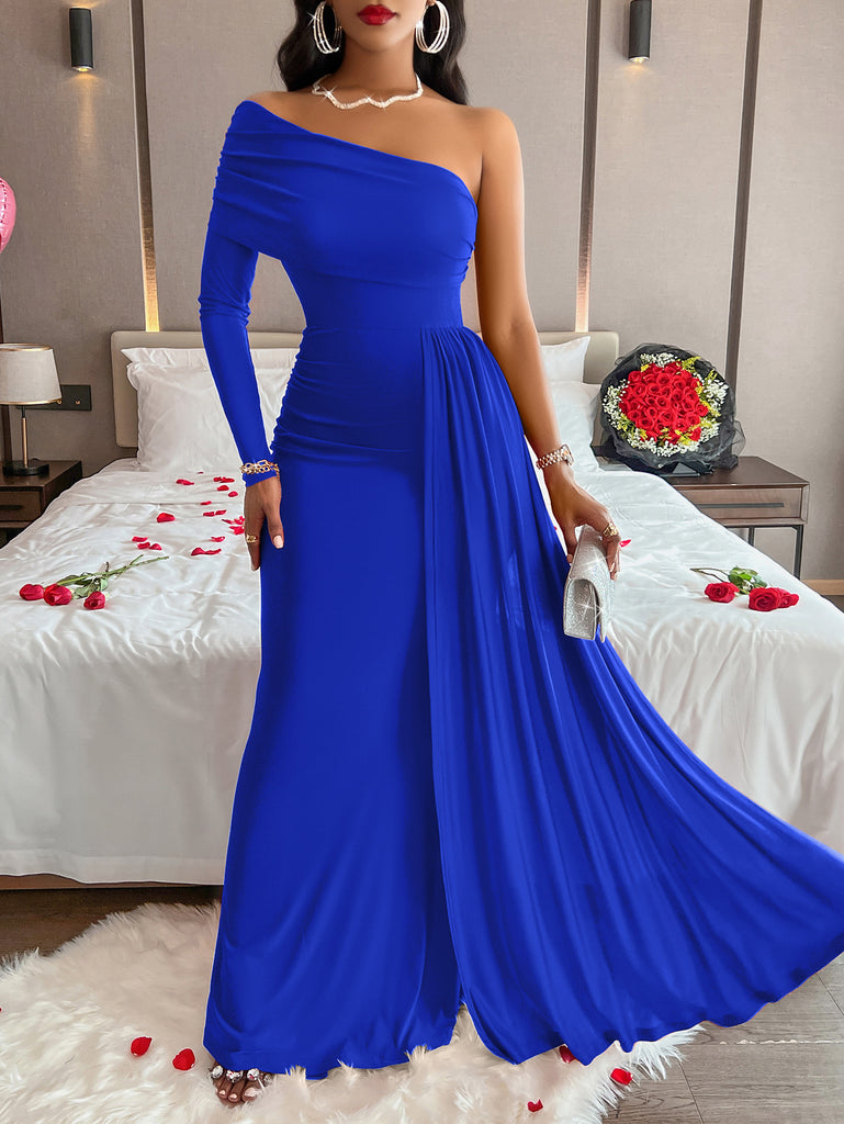 Asymmetrical Royal Blue Evening Dress – Ncocon