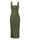 Sleek Green Sophisticate Midi Dress