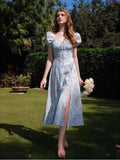 Blooming Elegance Puff-Sleeve Floral Dress